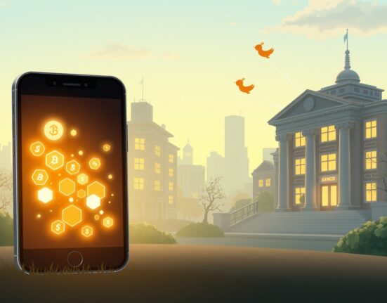 Oobit app seamlessly converting cryptocurrency into cash for bank deposits in a secure digital process.