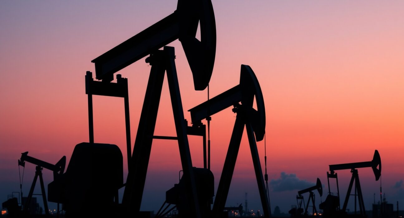 OPEC+ decision to increase oil production during global energy crisis shown through active oil field operations.