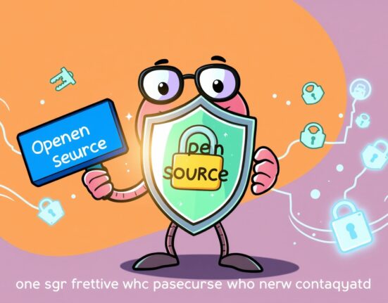 Cartoon illustrating robust digital protection provided by an open-source password manager, symbolizing enhanced online security.