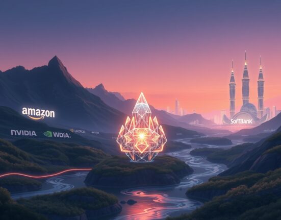 Conceptual Ghibli-style art representing OpenAI's monumental funding deal and soaring valuation in the AI landscape.