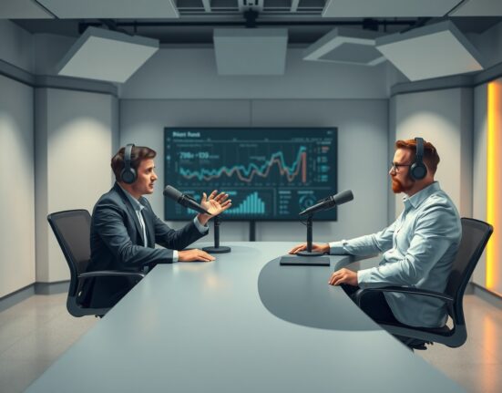 OpenAI TBPN acquisition hosts in podcast studio discussing technology and AI news.