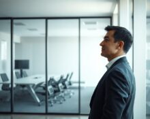 Brad Lightcap, former OpenAI COO, seen in a reflective moment in a modern office setting