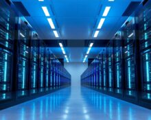 Modern data center with blue-lit server racks representing OpenAI's new GPT-5.6 AI model infrastructure