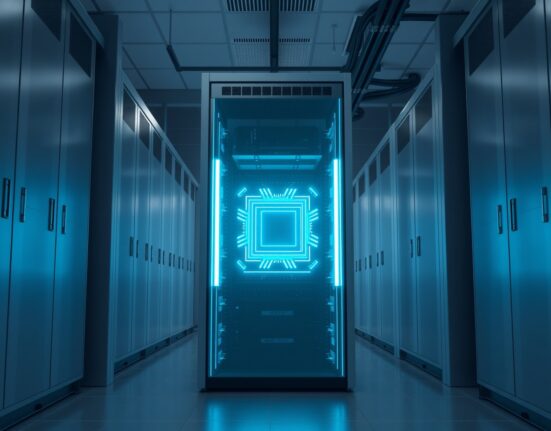 OpenAI GPT-5.4 AI model server infrastructure in a professional data center setting.