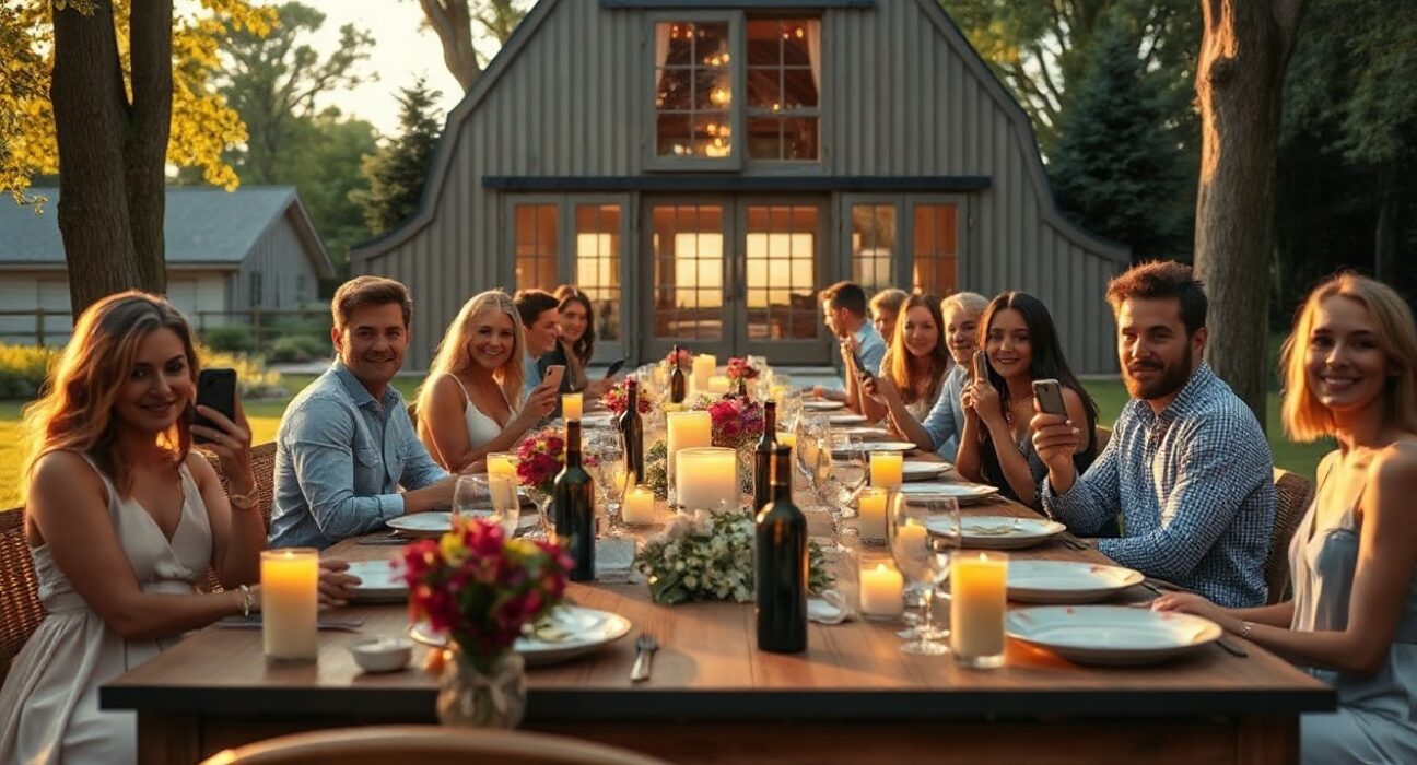 Influencers at a luxury dinner during OpenAI's Summer Club retreat in upstate New York