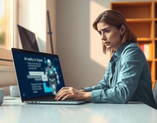 Woman concerned about AI safety and ChatGPT in OpenAI lawsuit.