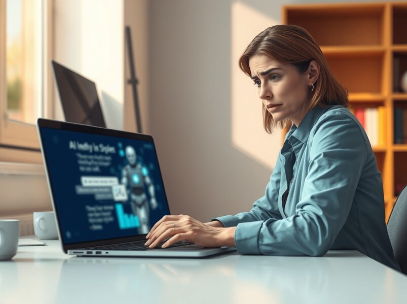 Woman concerned about AI safety and ChatGPT in OpenAI lawsuit.