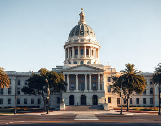 California State Capitol building under a clear sky, symbolizing legislative action on AI safety.
