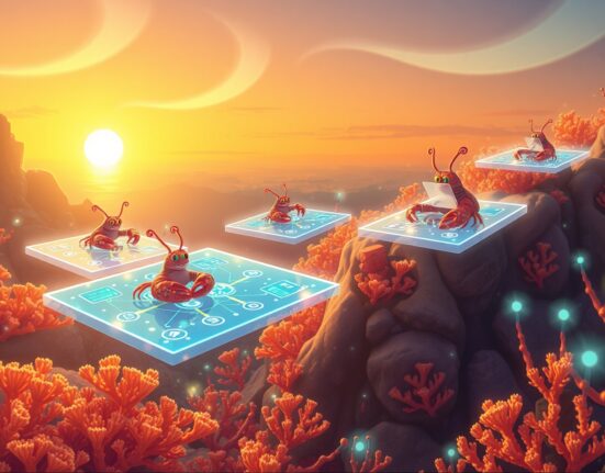 OpenClaw AI assistants collaborating on the Moltbook social network in a vibrant digital ecosystem.