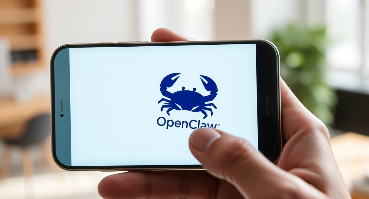Smartphone displaying the OpenClaw AI agent mobile app interface