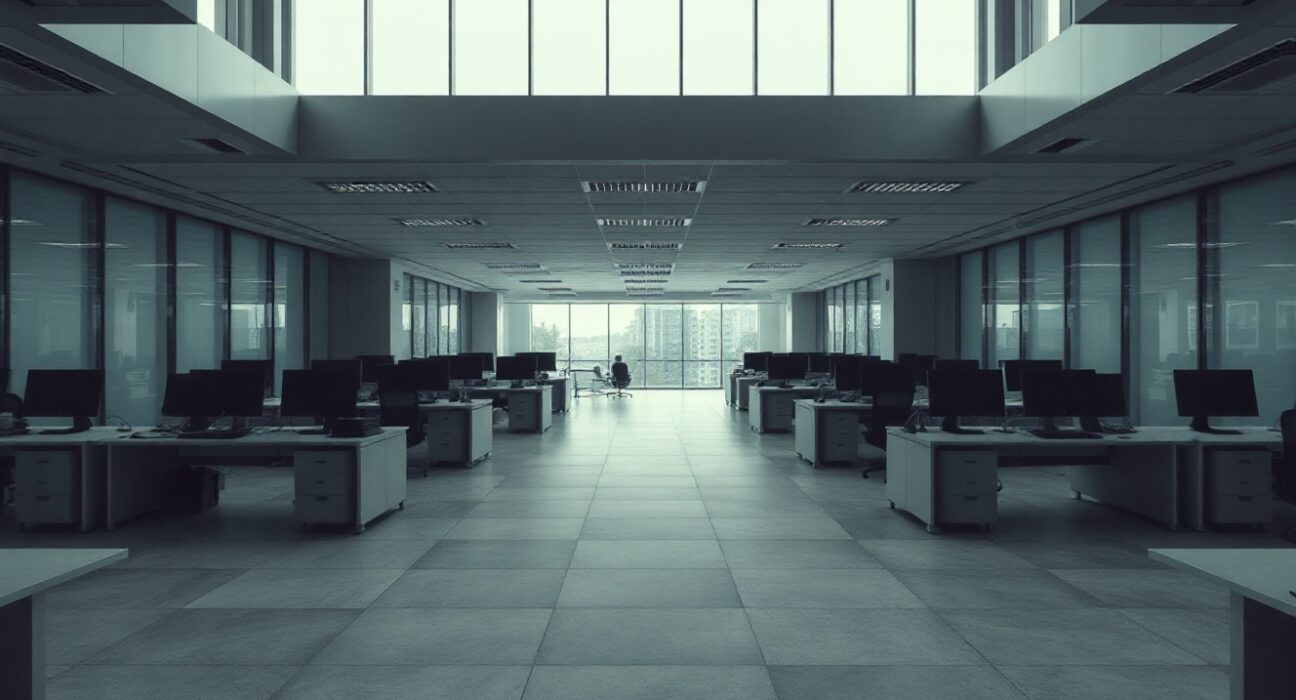 Empty office floor in India after Opendoor's closure, symbolizing AI's impact on outsourcing.