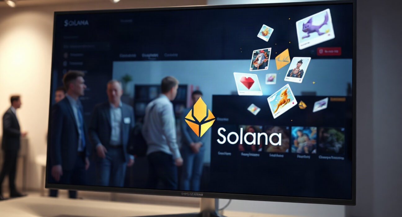 OpenSea platform interface displaying Solana NFT trading support on a modern screen