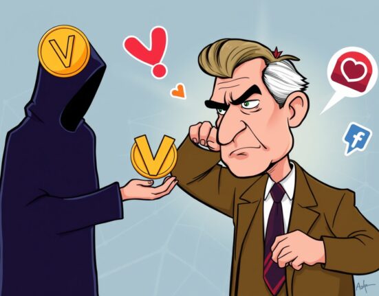 A cartoon showing a government official rejecting an OpenVPP partnership claim, highlighting the ongoing scrutiny.