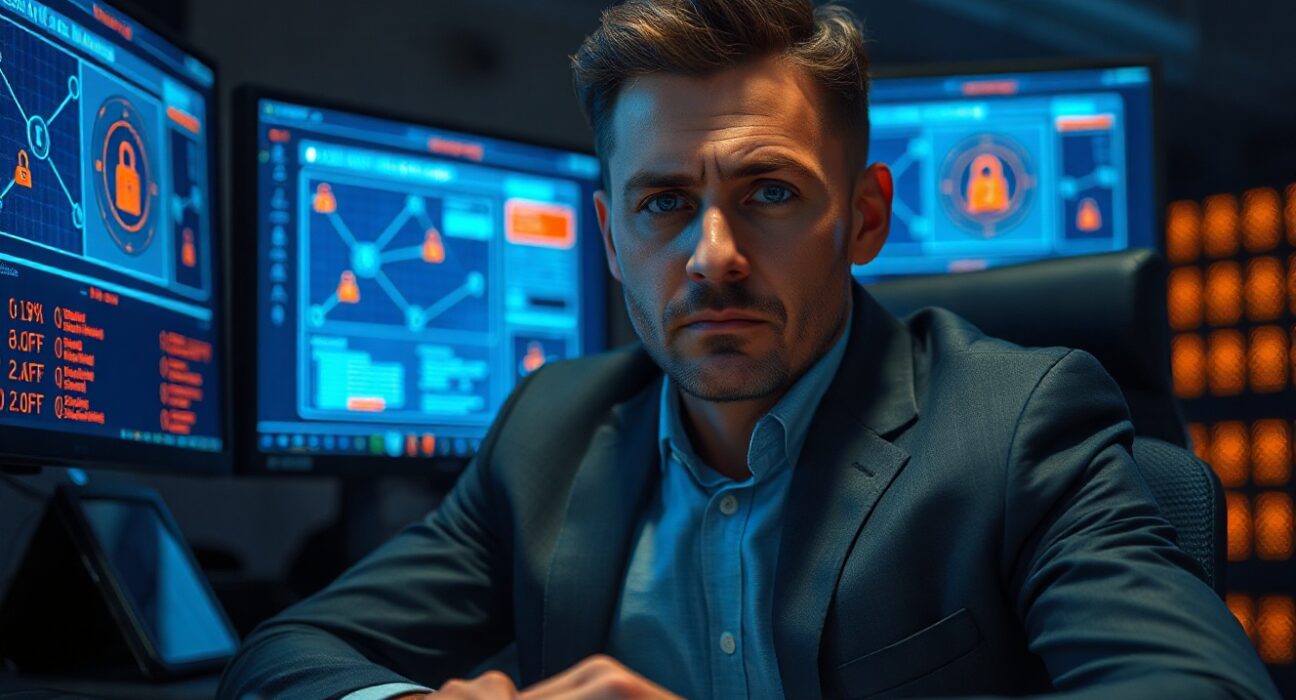 OpenZeppelin co-founder Manuel Aráoz warning about DeFi security risks in a tech office