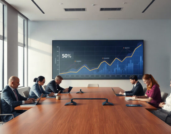 Optimism governance team reviewing token allocation strategy in a modern meeting room