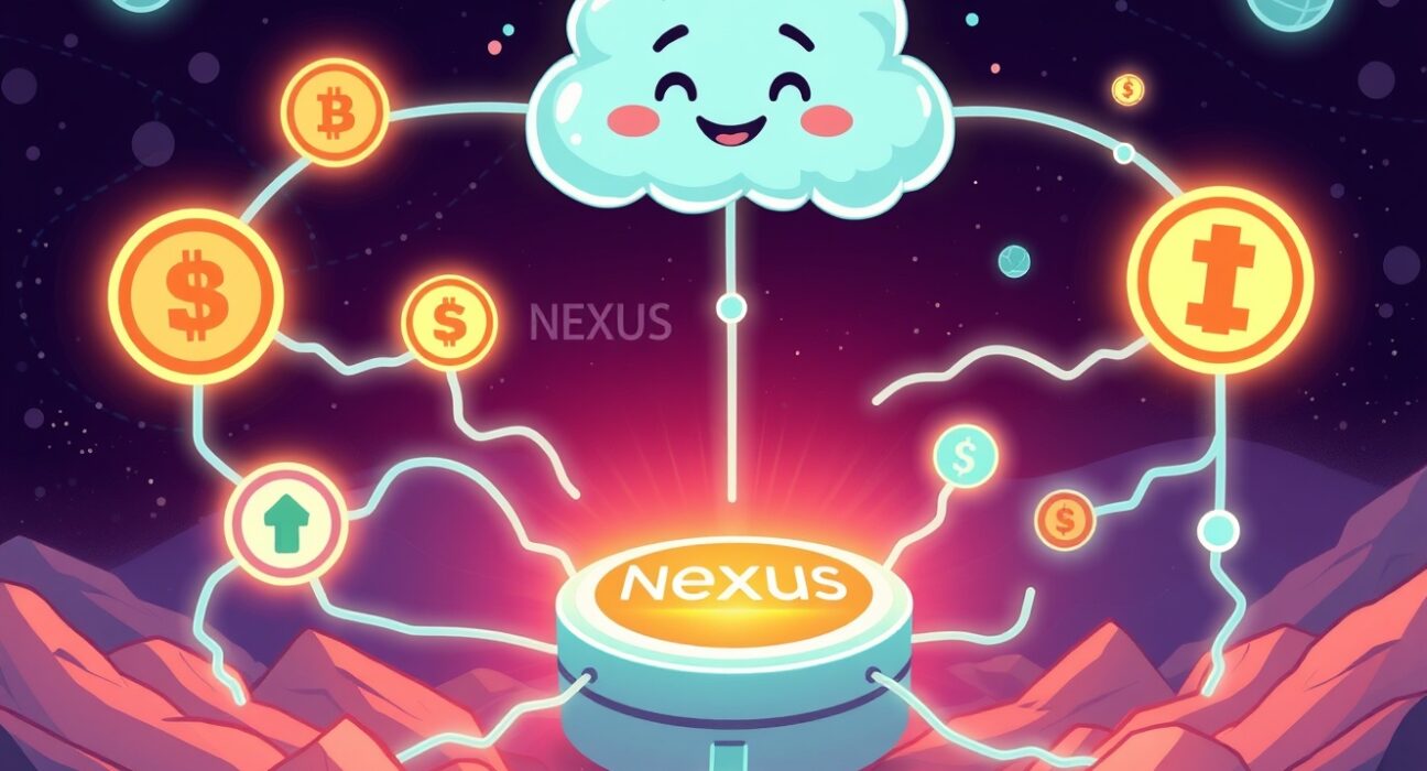 A cartoon illustration of Oracle's digital asset data nexus, symbolizing enhanced data integration for cryptocurrencies.