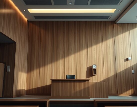 Interior of a South Korean courthouse, symbolizing the legal ruling against Orbit Bridge operator Ozys.