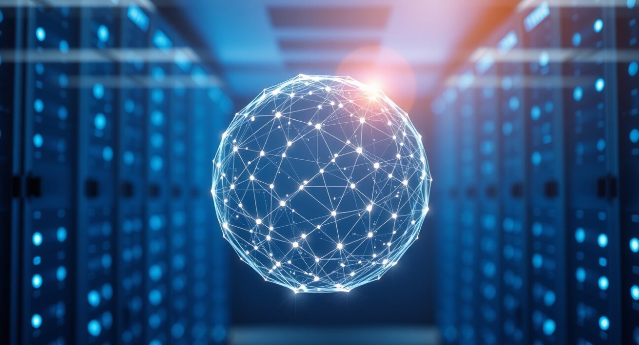 Visual representation of the Orbs DAO and its layered blockchain governance structure for managing tokenomics.