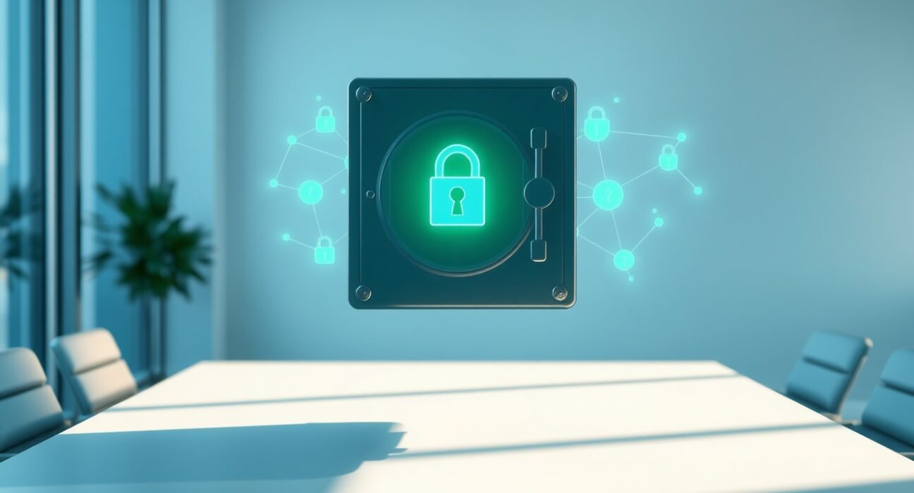 Secure digital vault interface representing Orca DEX fund protection after Drift Protocol security incident