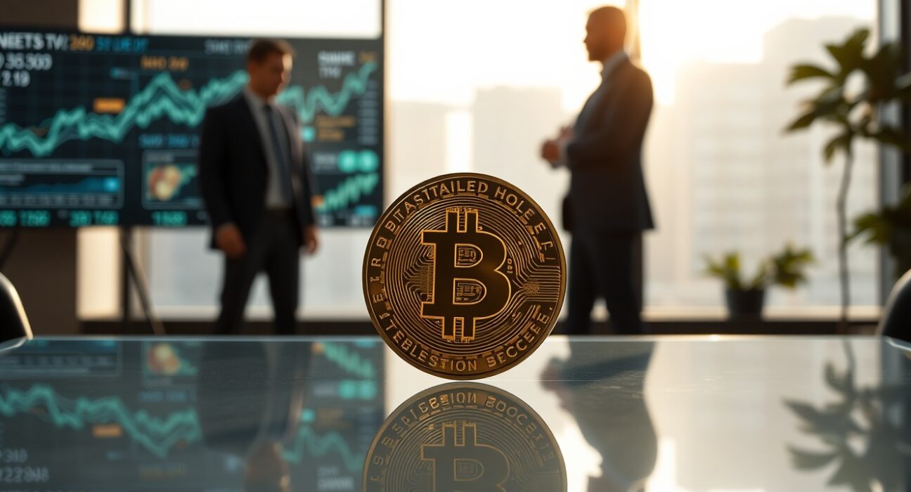 Osero stablecoin yield protocol funding announcement with USDS token and financial charts in modern office