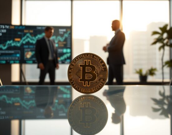 Osero stablecoin yield protocol funding announcement with USDS token and financial charts in modern office