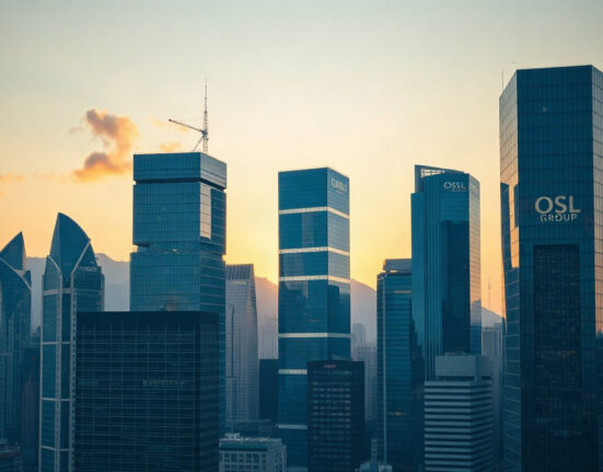 Hong Kong skyline at dusk with financial district illuminated, representing OSL Group's strong first-half performance