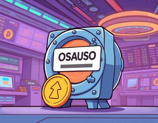 Cartoon illustration showing a temporary halt for OSMO deposits and withdrawals on a crypto exchange.