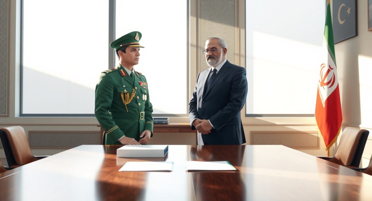 Pakistani Army Chief meeting with Iranian officials to discuss regional security cooperation and bilateral relations.