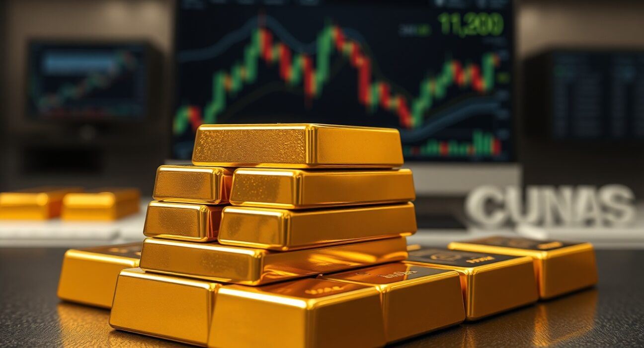 Stack of polished gold bars on a dark surface representing rising gold prices in Pakistan.