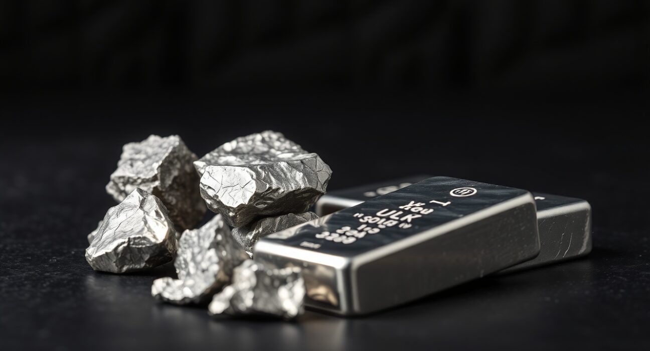 Close-up of raw palladium nuggets and refined bars on a dark surface, representing the metal's supply dynamics.