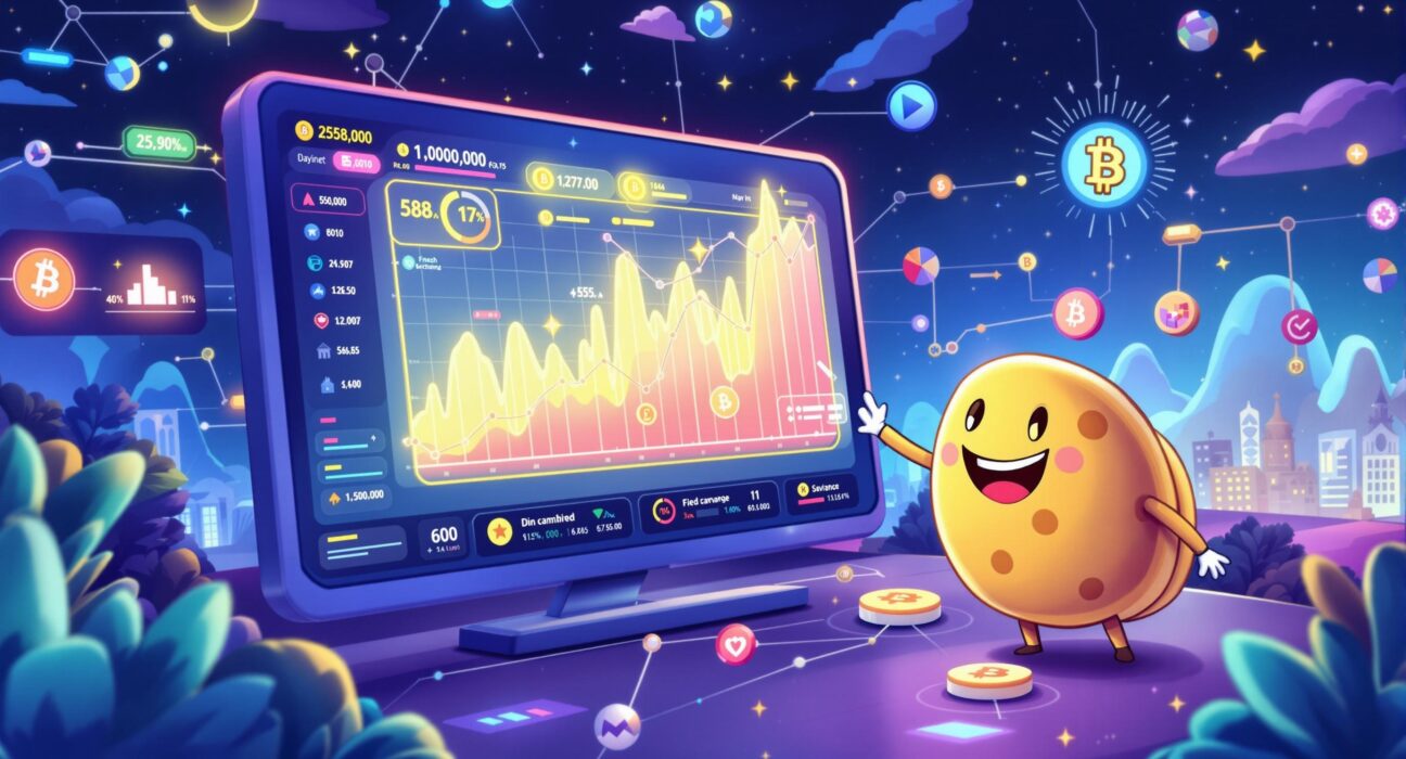 A cartoon illustration symbolizing the revolutionary PancakeSwap Base Infinity upgrade, highlighting efficiency and advanced features for users.