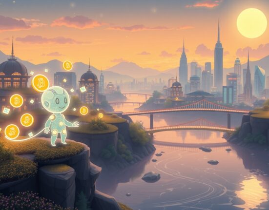 Pantera Capital's 2026 crypto predictions visualized as AI and blockchain integration in a futuristic landscape.