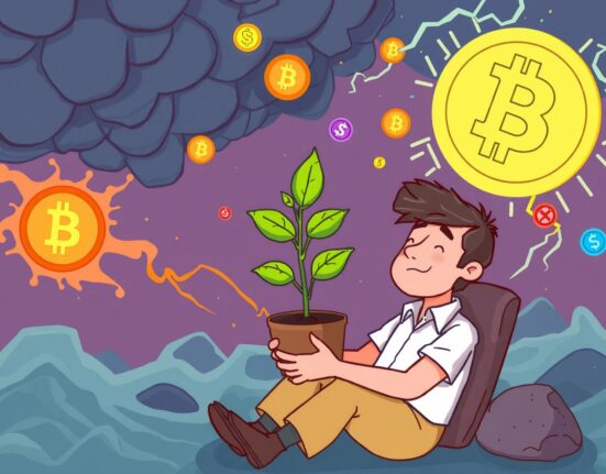 Patient investor achieving crypto returns during market volatility storm