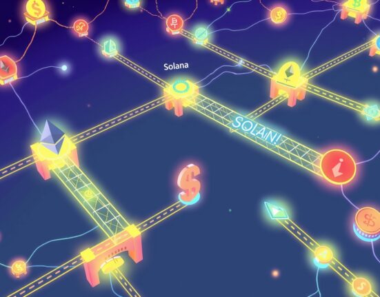 Interconnected blockchain networks illustrating the omnichain stablecoin for cross-chain transactions