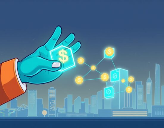 A cartoon illustration depicting PayPal Ventures' strategic investment in the Stable blockchain, highlighting the future of stablecoin payments.