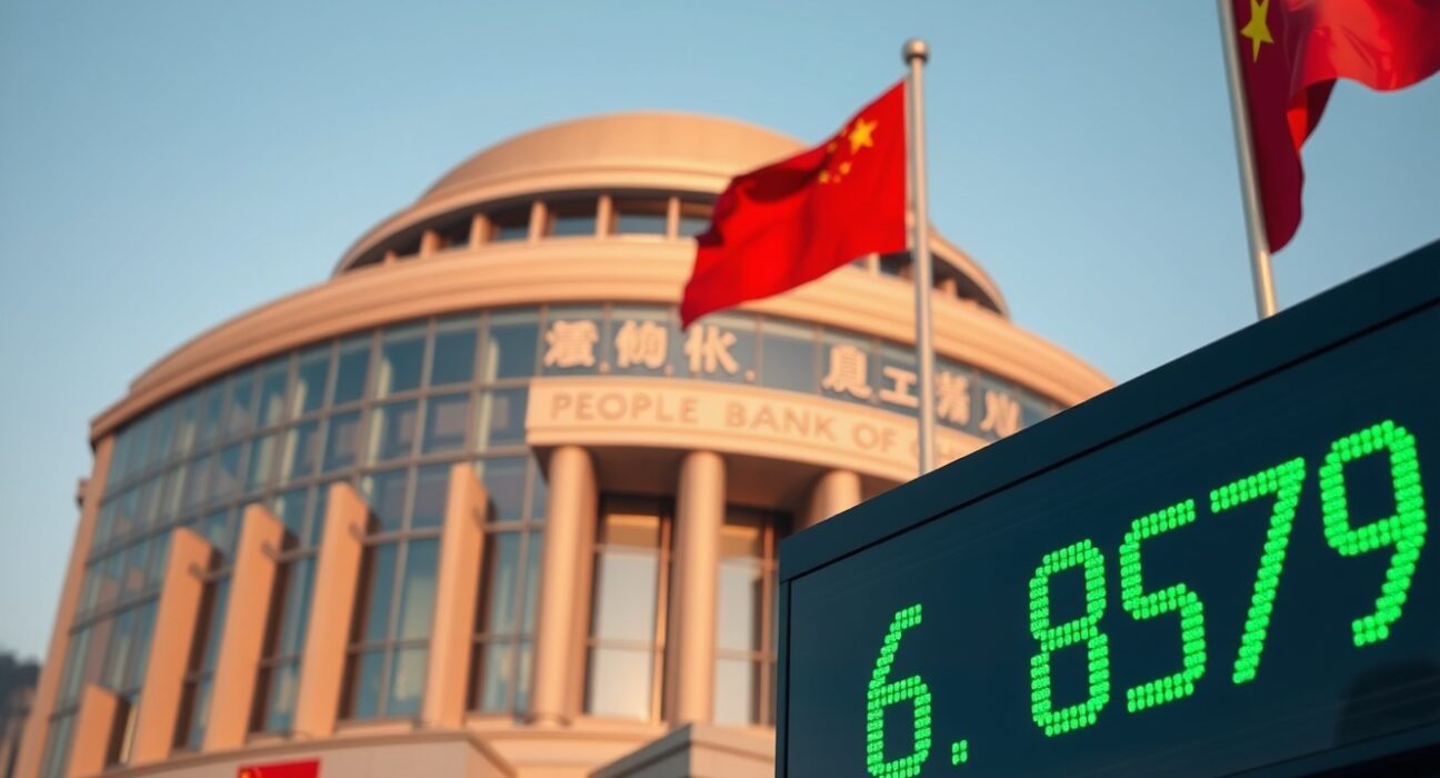 PBOC reference rate for USD/CNY set at 6.8579, showing yuan strengthening against the US dollar in Beijing