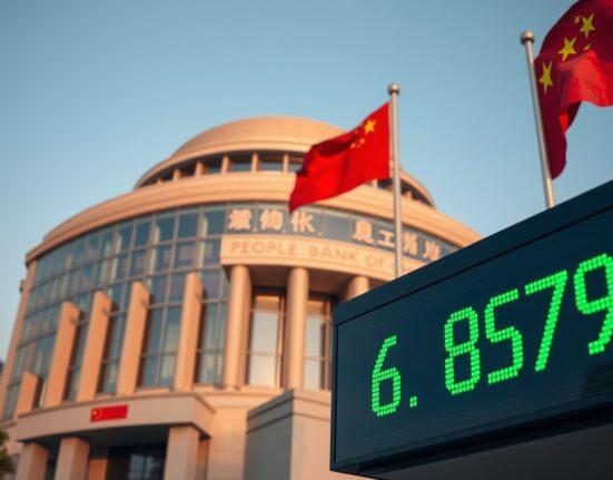 PBOC reference rate for USD/CNY set at 6.8579, showing yuan strengthening against the US dollar in Beijing
