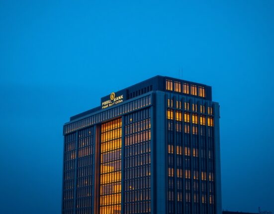 People's Bank of China headquarters representing central bank currency policy decisions