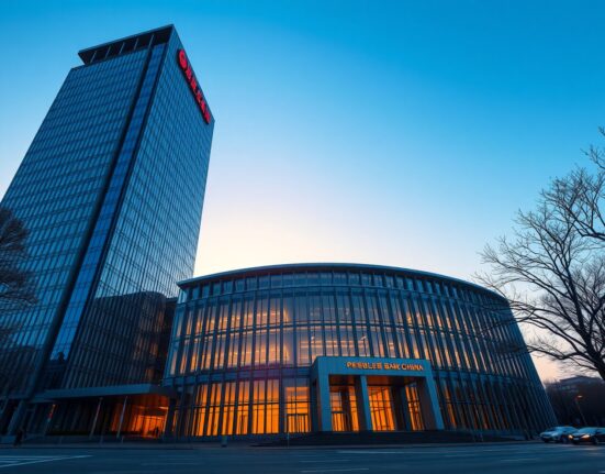 The People's Bank of China headquarters, representing the authority setting the USD/CNY reference rate.