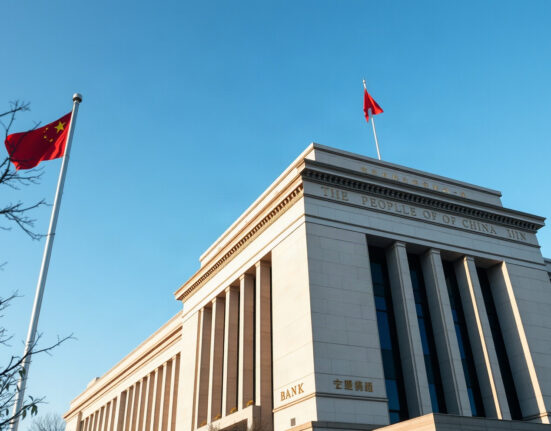 People's Bank of China headquarters in Beijing on a clear day.