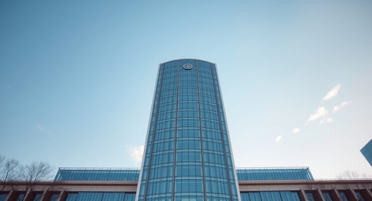 People's Bank of China headquarters building in Beijing on a clear day