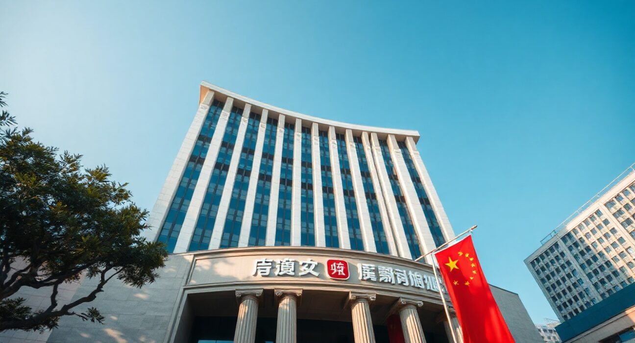People's Bank of China Shanghai headquarters building under a clear sky