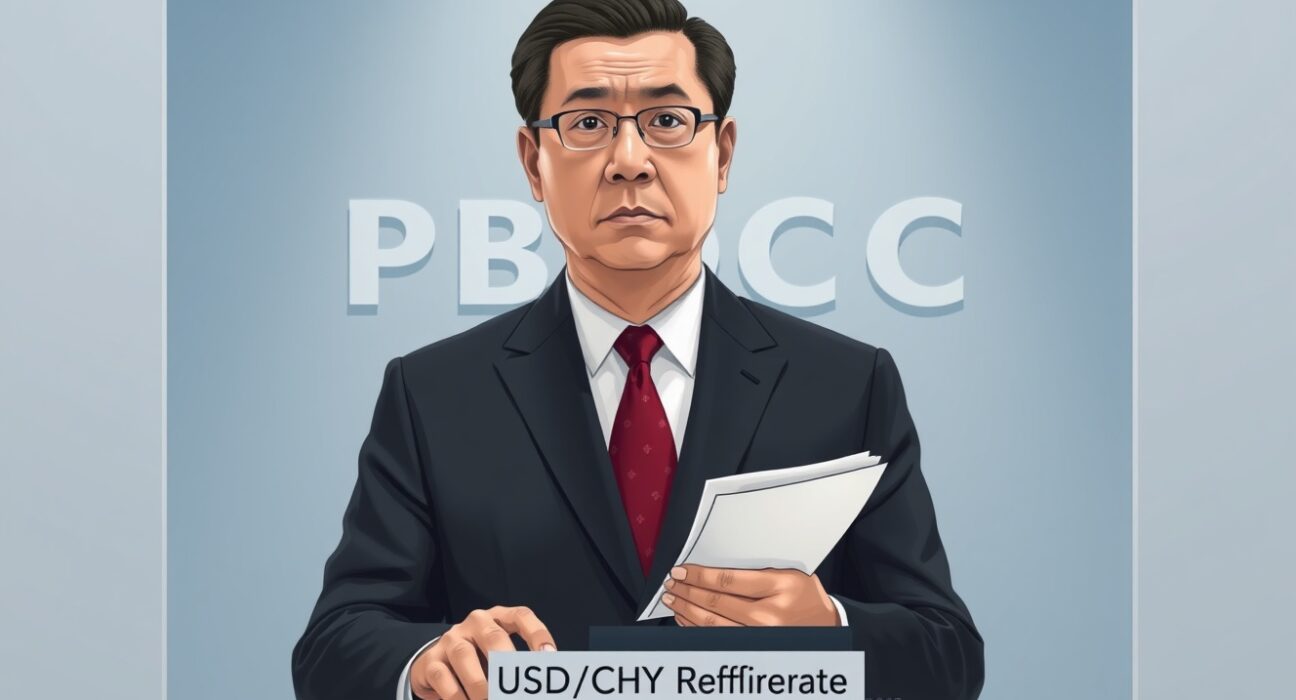 PBOC official announces USD/CNY reference rate at 6.8589 in a press conference, signaling a shift in Chinese currency policy.