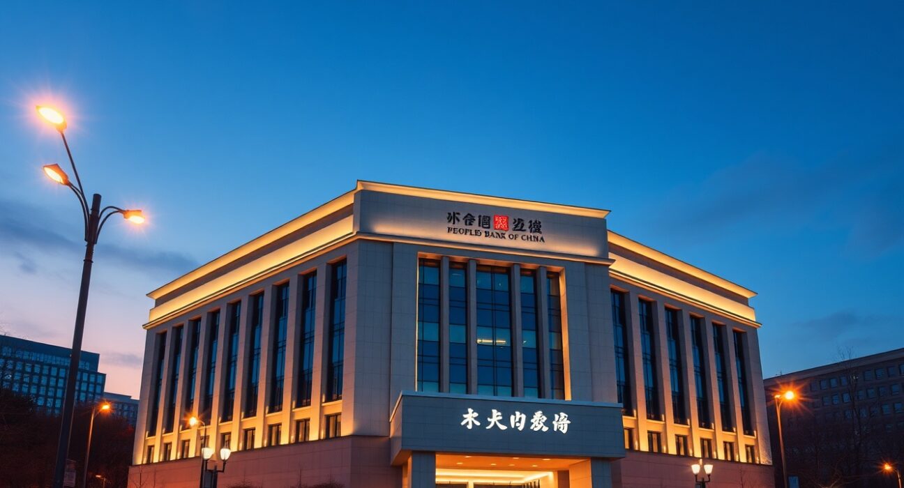 People's Bank of China headquarters in Beijing setting USD/CNY exchange rate
