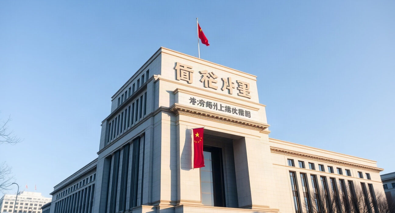 People's Bank of China headquarters in Beijing on a clear morning.