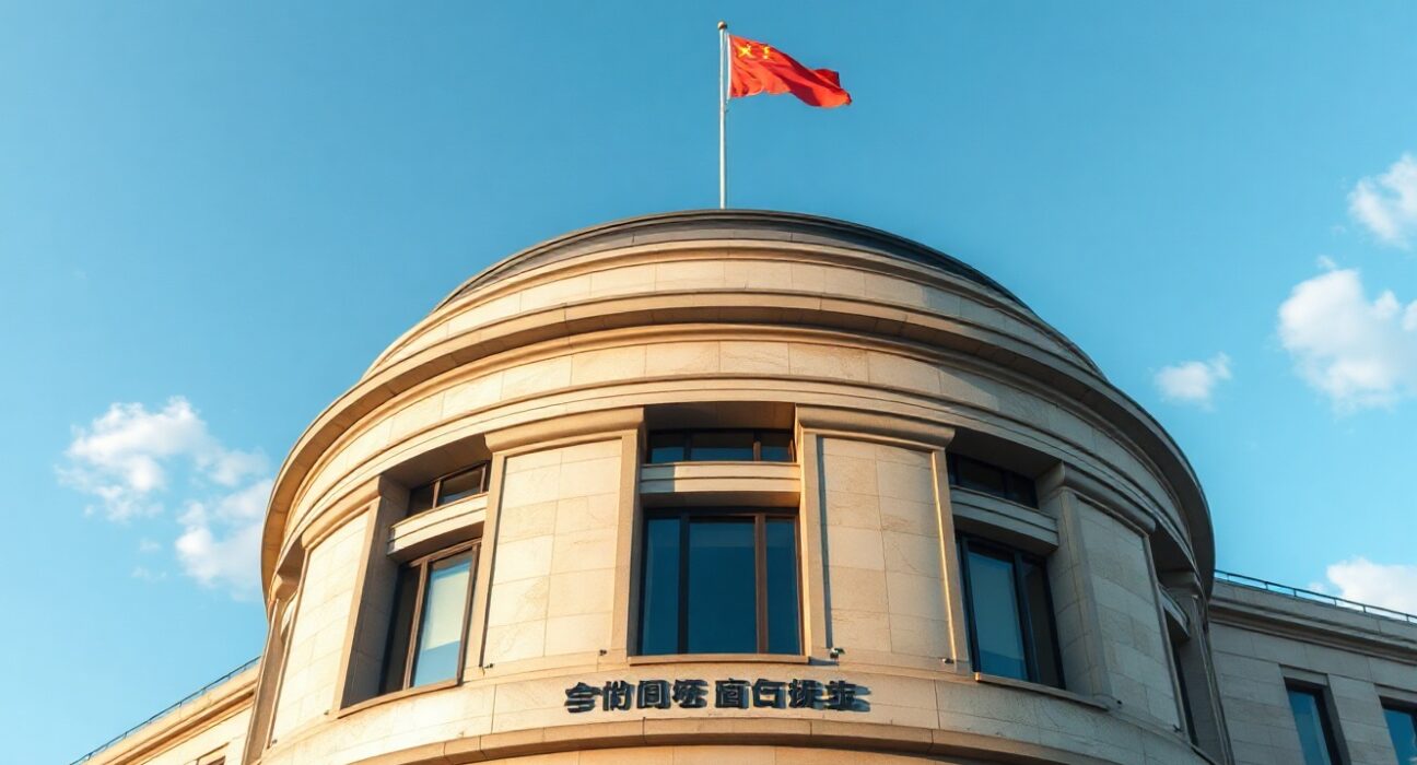 People's Bank of China headquarters in Beijing on a clear day