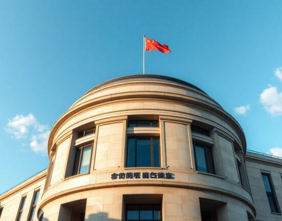 People's Bank of China headquarters in Beijing on a clear day