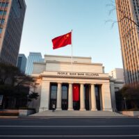 People's Bank of China headquarters in Beijing on a clear day