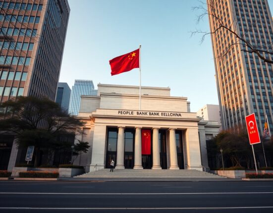 People's Bank of China headquarters in Beijing on a clear day