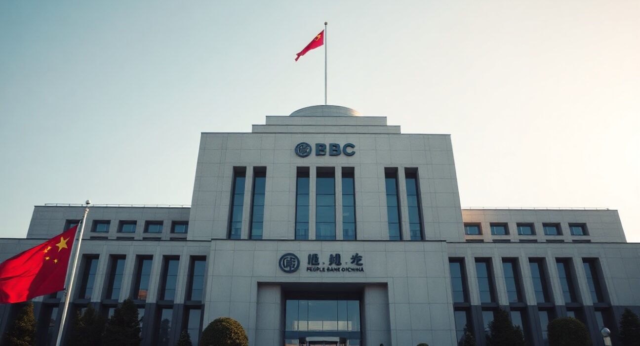 People's Bank of China headquarters building in Beijing on a clear day